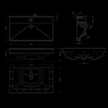 Раковина встраиваемая сверху 80см Sanita Luxe Fest FST80SLWB01 белый